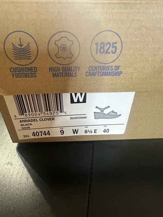 Clarks Black Leather Cork Wedge Sandal - Picture 12 of 14